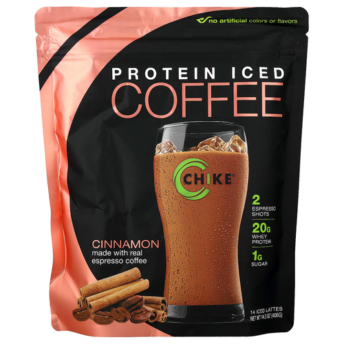 Chike Nutrition, Холодный кофе с высоким содержанием протеина, корица, 420 г (14,8 унции)
