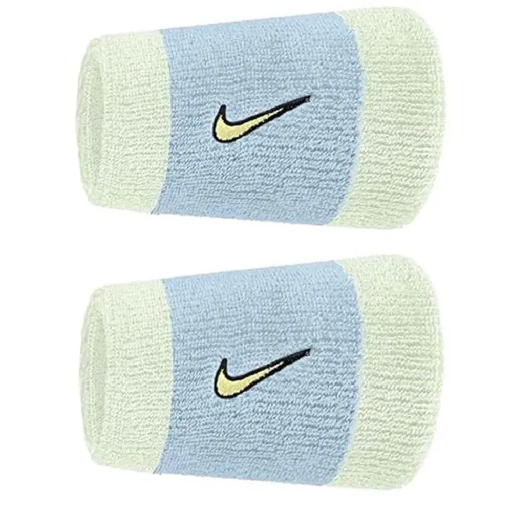 Напульсник теннисный Nike Swoosh Double Wide 2P - cream/sky blue
