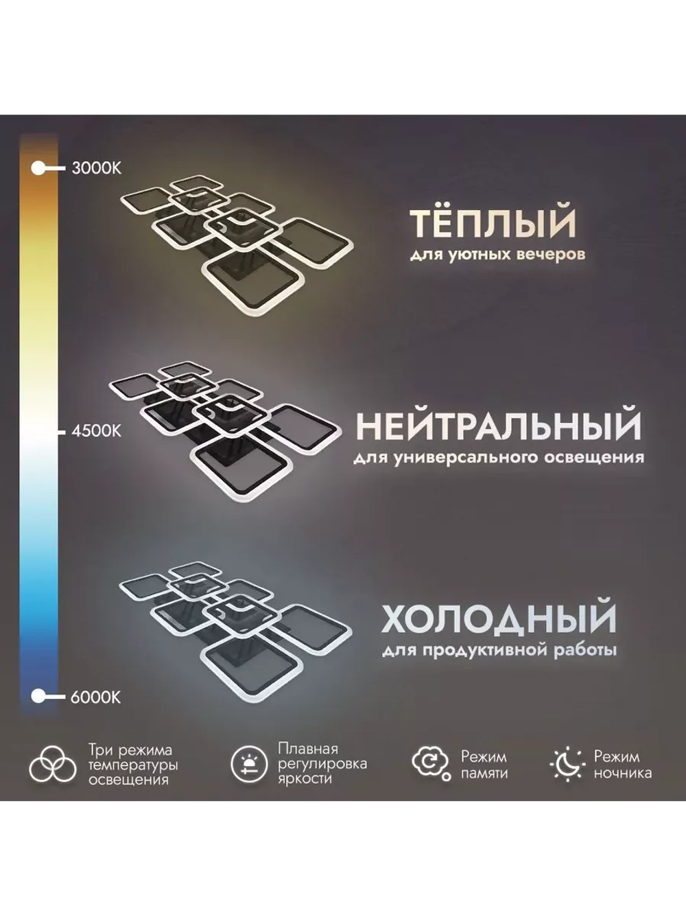 Люстра потолочная светодиодная 7044М/6+2