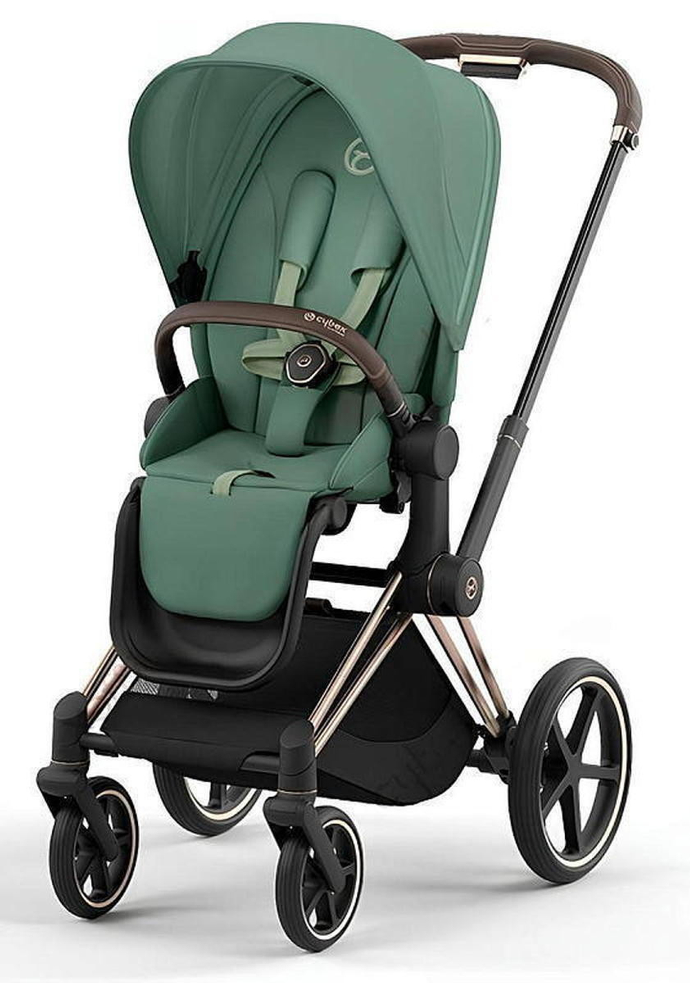 Коляска Cybex Priam IV Rosegold complete Cloud G Magic Black Base G 3 в 1 Leaf Green