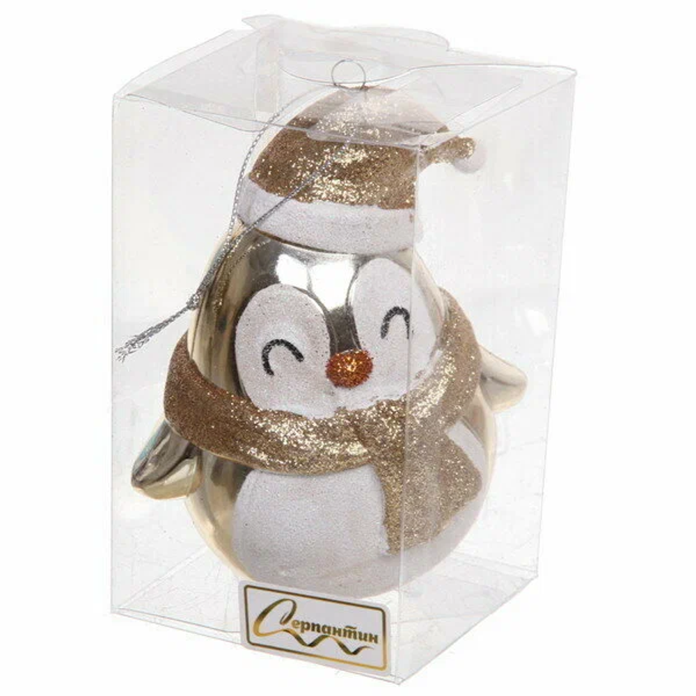 Ёлочная игрушка "Милый пингвинёнок" 12*7*12 см, шампань (Серпантин)