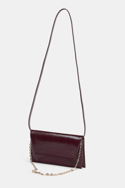 ZARA СУМКА ИЗ ЛАКИРОВАННОЙ ИСКУССТВЕННОЙ КОЖИ, БОРДОВО-КРАСНЫЙ