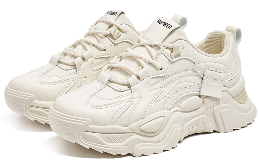 RENBEN Low top Chunky Sneakers Women"s Beige