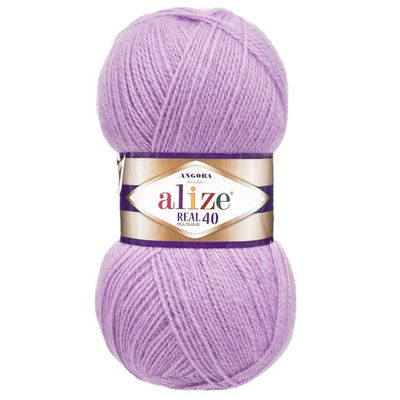 Пряжа Alize (Ализе) Angora Real 40 / уп.5 мот. по 100 г, 430м, 146 сирень A