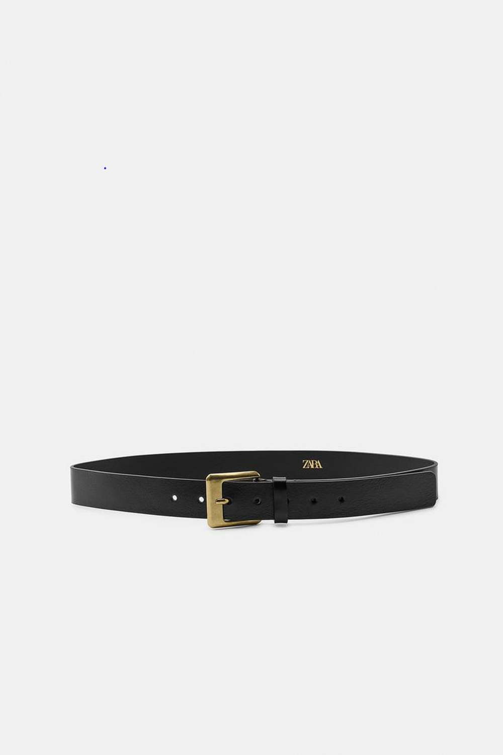 ZARA РЕМЕНЬ ИЗ 100% КОЖИ С КВАДРАТНОЙ ПРЯЖКОЙ, ЧЕРНЫЙ