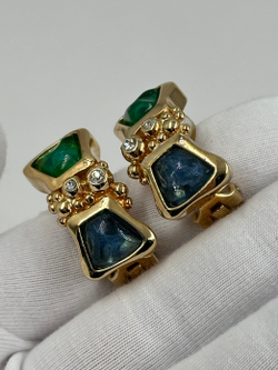Клипсы с зелёными и синими вставками Christian Dior