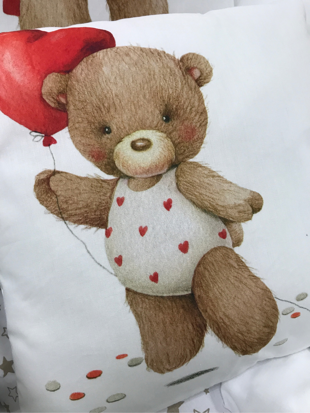 Комплект в кроватку 18 предметов "Мишка "Love you" белый", сатин