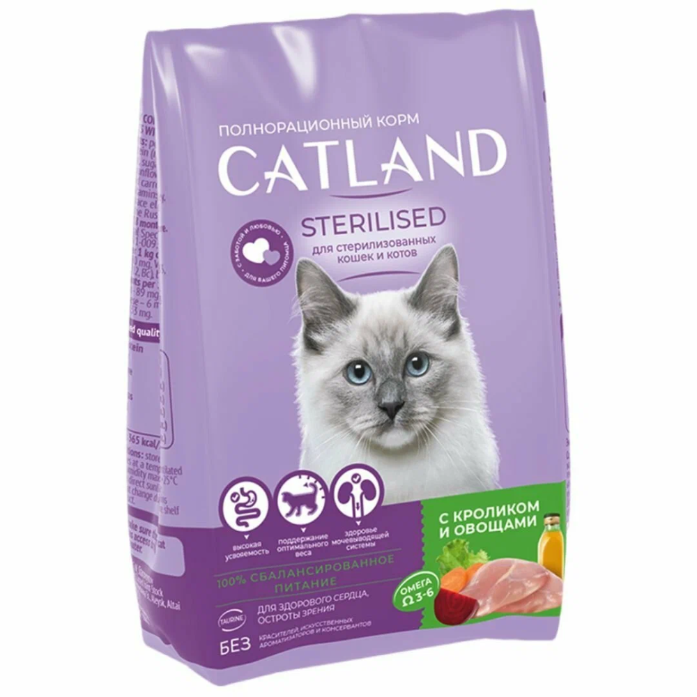 Сухой корм TM Catland для кошек и котов с кроликом и овощами 350 гр