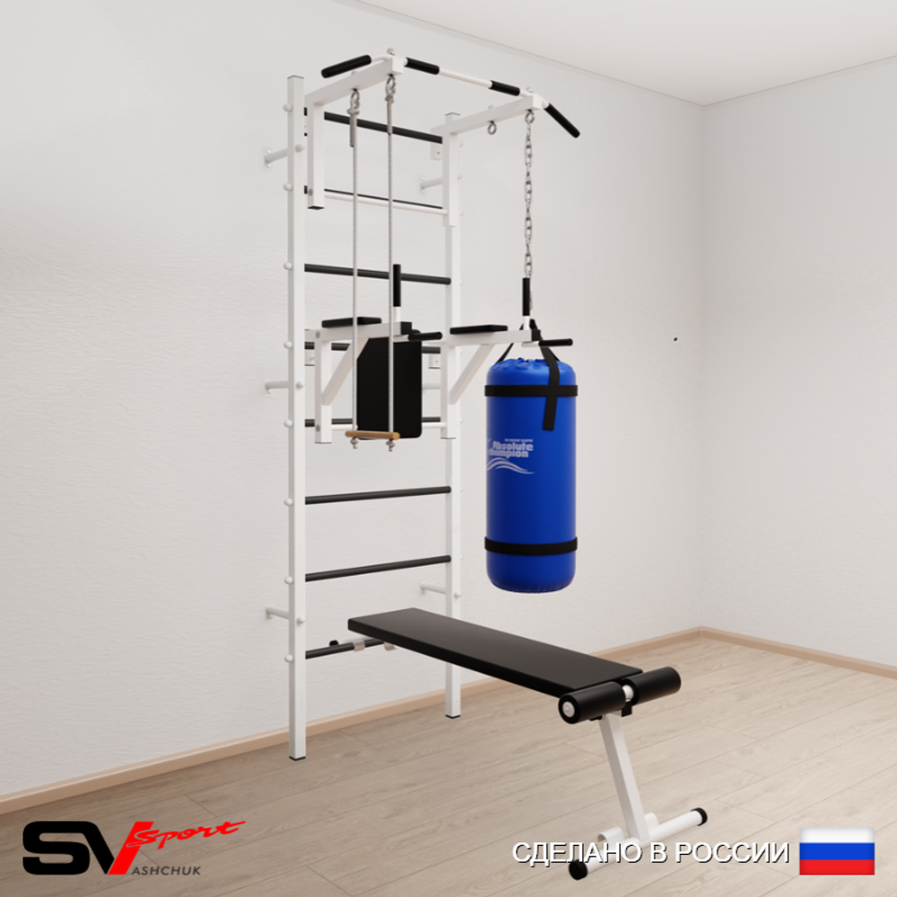 Шведская стенка Sv Sport 5833 (Турник стандарт/Брусья/Скамья/Трапеция/Цепь/Мешок 30кг)