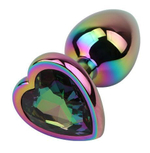 Радужная металлическая пробка Rainbow Heart Butt Plug - 7,1 см. (Цвет: разноцветный)