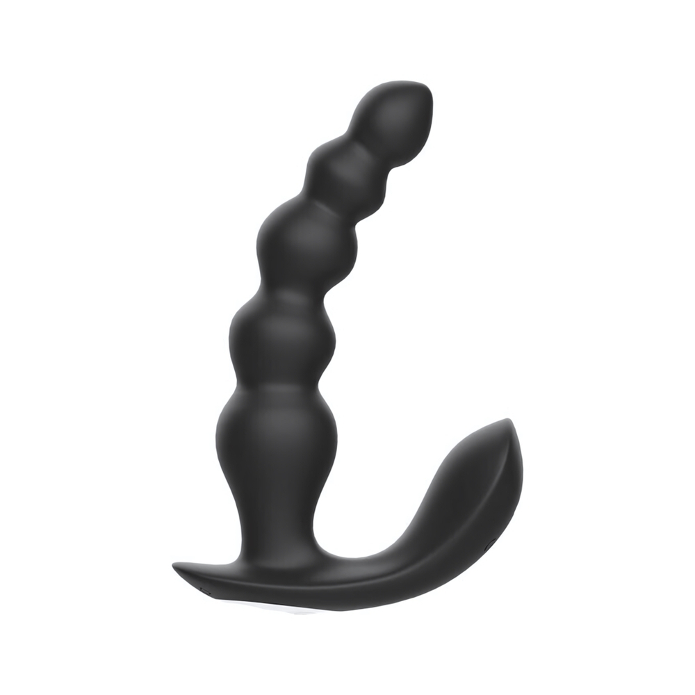 Черная анальная виброёлочка Anal Bead Vibrator с пультом ДУ (Цвет: черный)