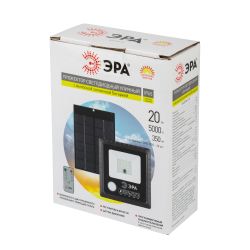Прожектор ЭРА ERAPRO-20 светодиодный уличный 20 Вт 360 Лм 5000K IP65 на солнечной батарее с датчиком движения ПДУ | Уличное освещение на солнечных батареях