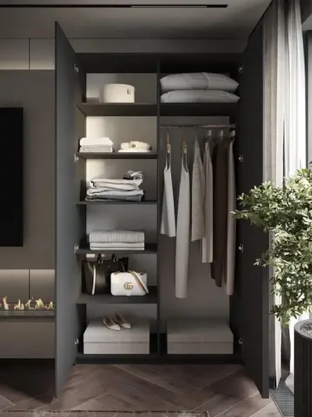 Шкаф распашной Soho, темно-серый, 121 см