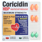 Coricidin HBP, Простуда и грипп для дня и ночи, 2 флакона, 24 капсулы с жидкостью