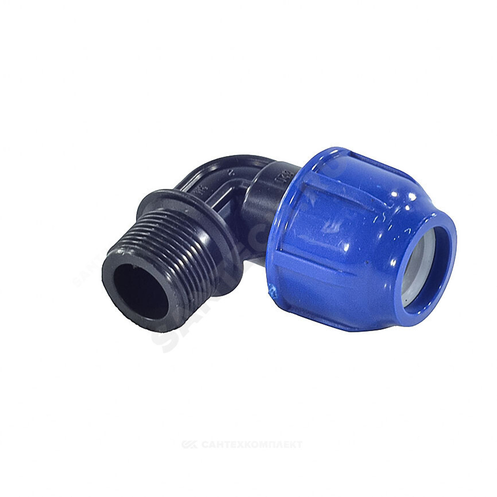 Отвод компрессионный ПЭ Дн 20х1/2"х90гр НР Ру16 RTP (РосТурПласт) 11548