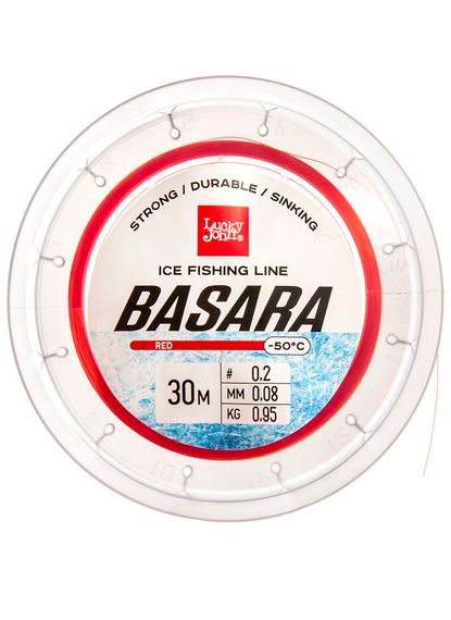 Леска монофильная зимняя Lucky John BASARA Red 30 м, 0,08 мм