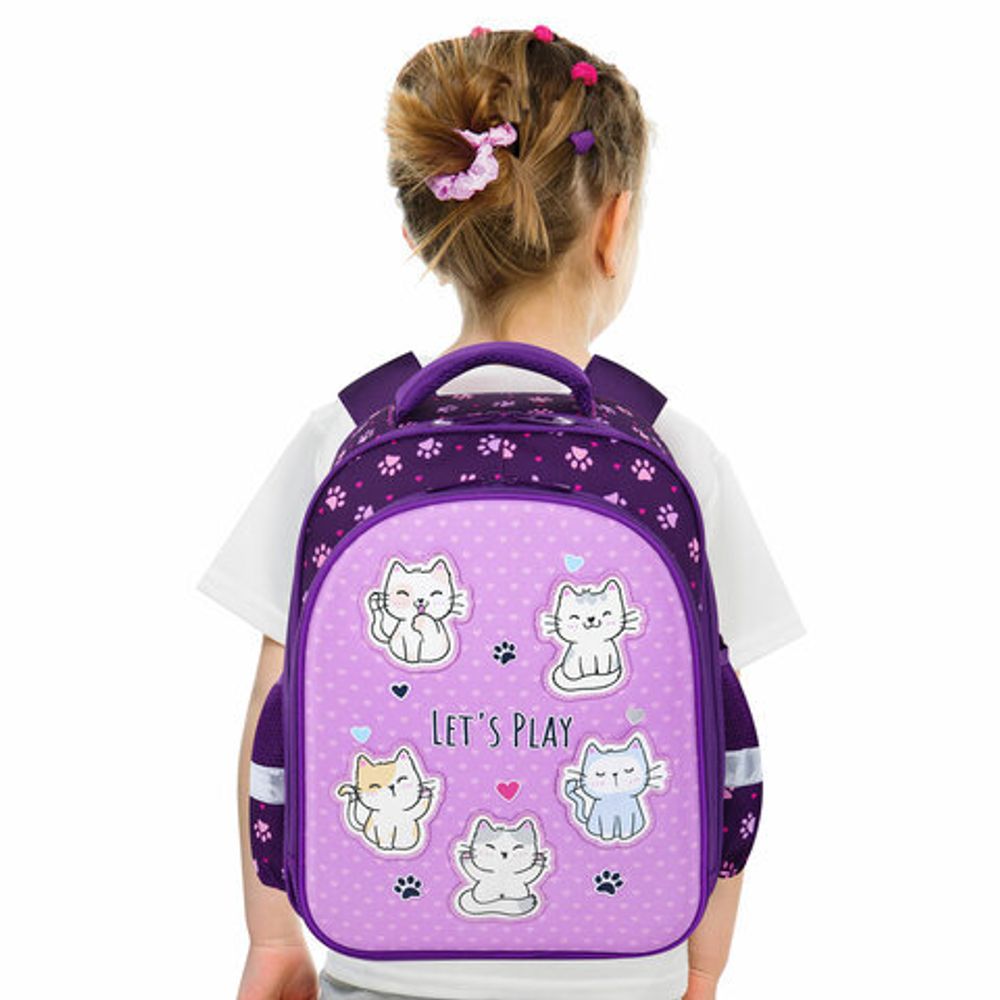 Ранец BRAUBERG KIDS STANDARD, 2 отделения, "Playing kittens", 36х28х14 см, 272038