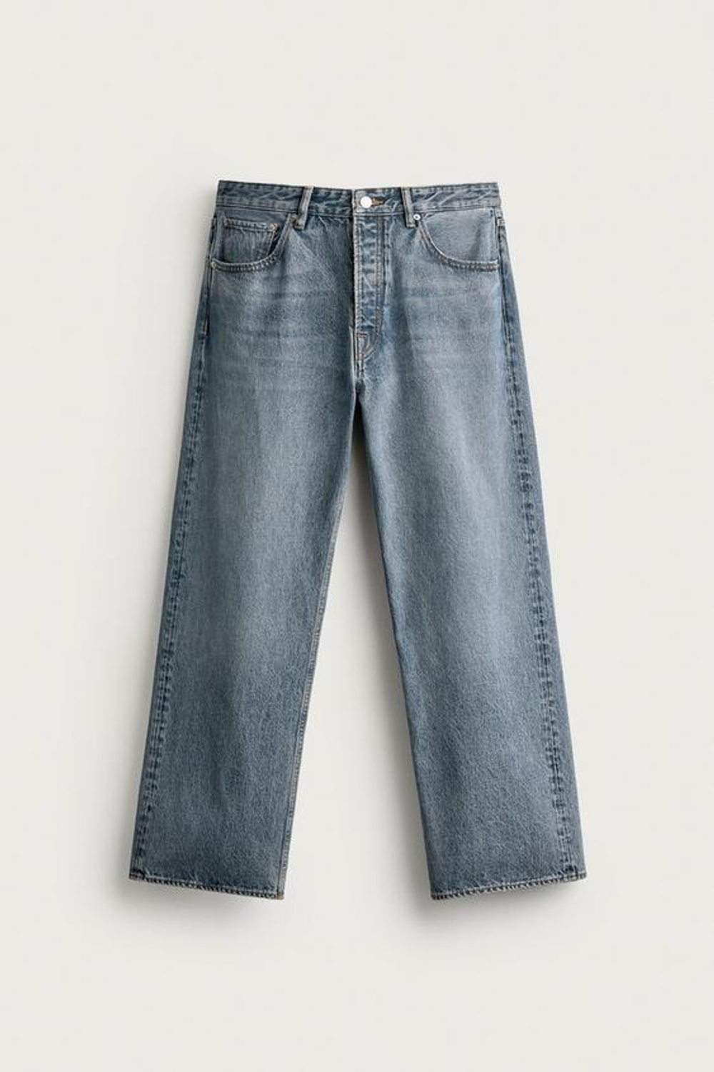 ZARA ДЖИНСЫ LOOSE FIT, ЛИНЯЛЫЙ СИНИЙ