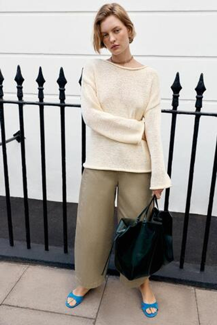 ZARA ОБЪЕМНЫЕ БРЮКИ-КЮЛОТЫ, ПЕСОЧНЫЙ