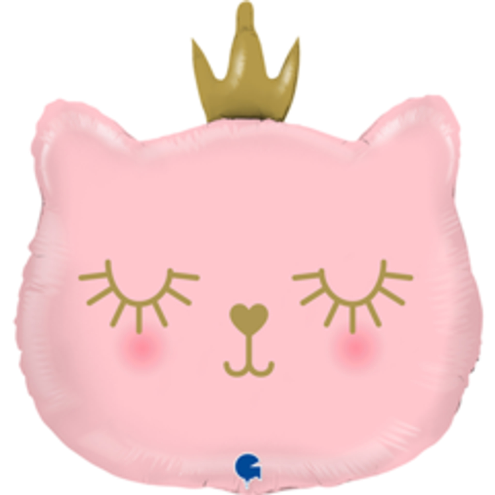 Г Фигура Голова кошки розовая в короне 26"/66 см