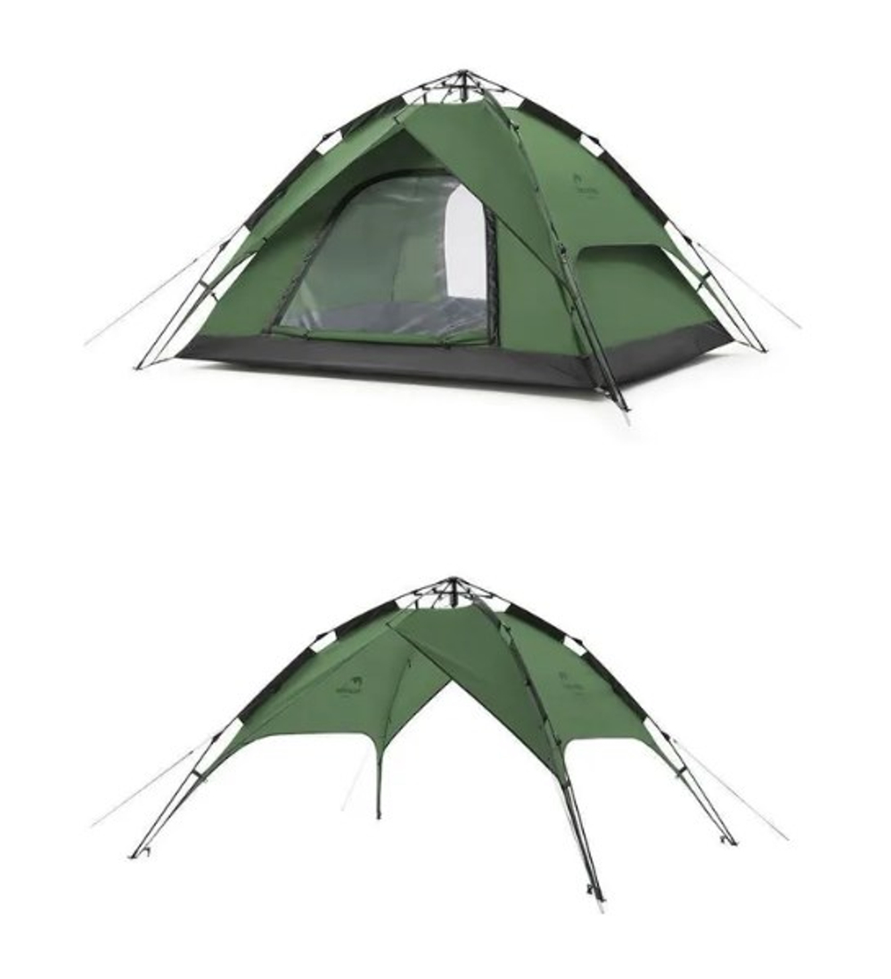 Палатка Naturehike 3-местная, быстросборная, серо-зеленая, артикул NH21ZP008-3GGR