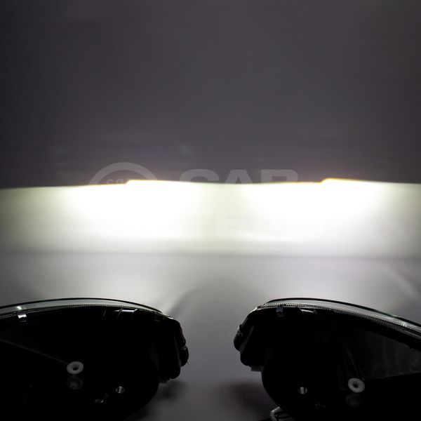 Фары Лада Калина 1 передние в стиле BMW с Bi LED модулями 2,0 дюйма, белые галочки (под ключ)