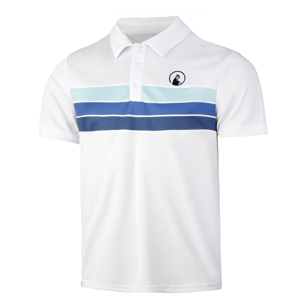 Мужское теннисное поло Quiet Please Ocean Block Stripe Tournament Polo Men - White, Blue
