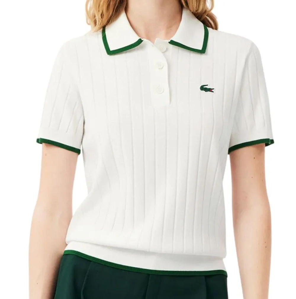Женское теннисное поло Lacoste Short Sleeved Collar Golf Sweater - flour/green