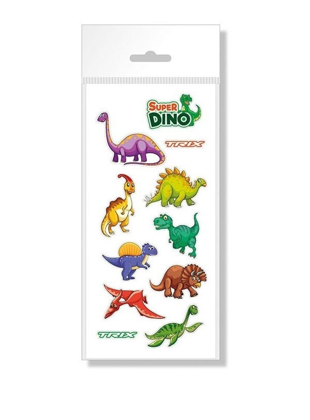 Наклейки TRIX Super Dino детские, лист 98 х 210мм, в индивидуальной упаковке