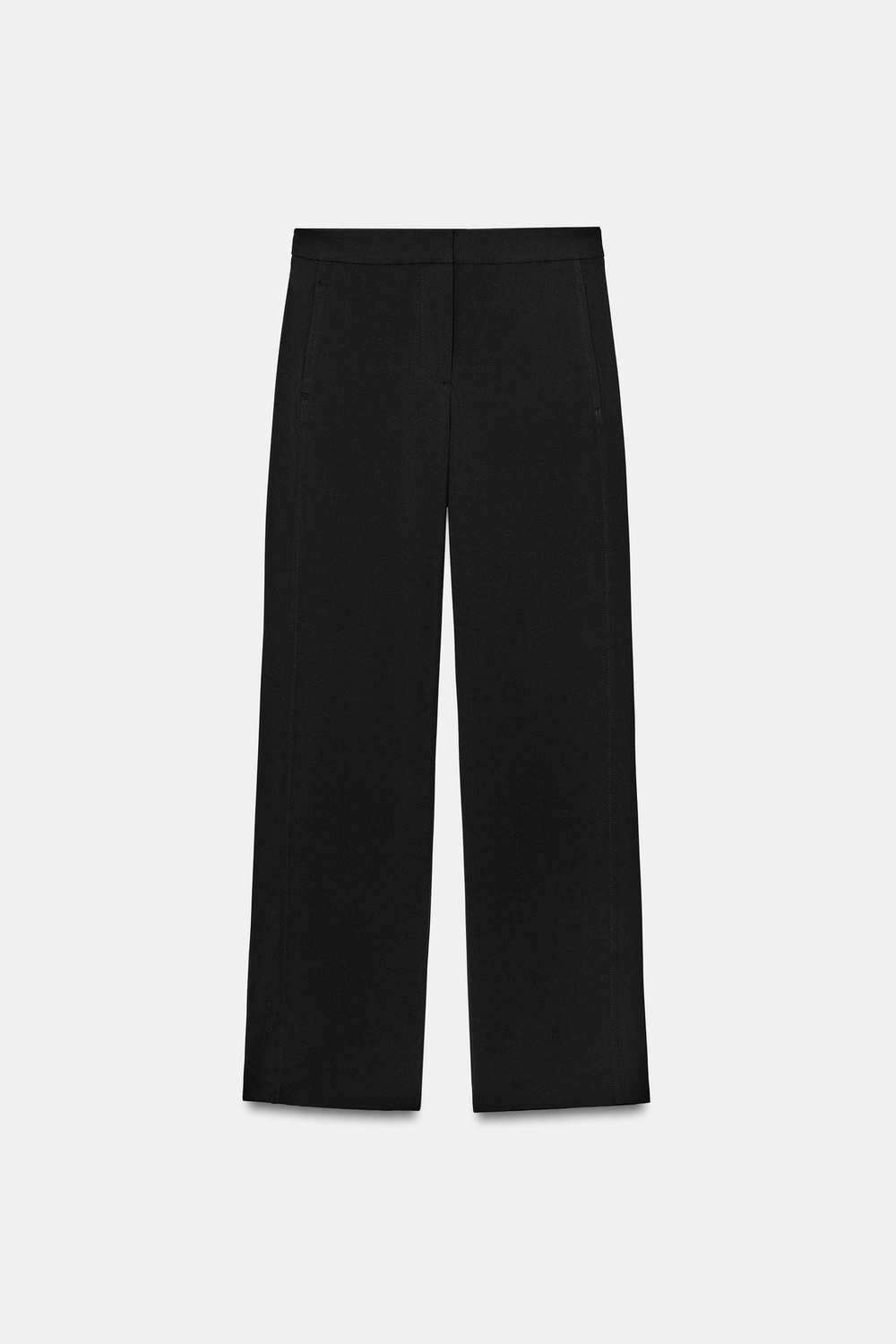 ZARA БРЮКИ ПРЯМОГО КРОЯ СО СРЕДНЕЙ ПОСАДКОЙ, ЧЕРНЫЙ
