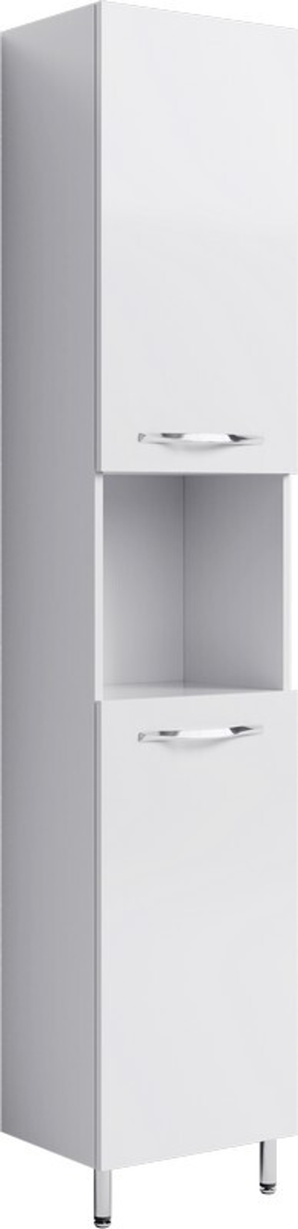 AQ Agr.05.04 Аллегро Пенал L/R напольный, 400х1845х300 мм, 2 двери, корзина, ниша, Белый глянец