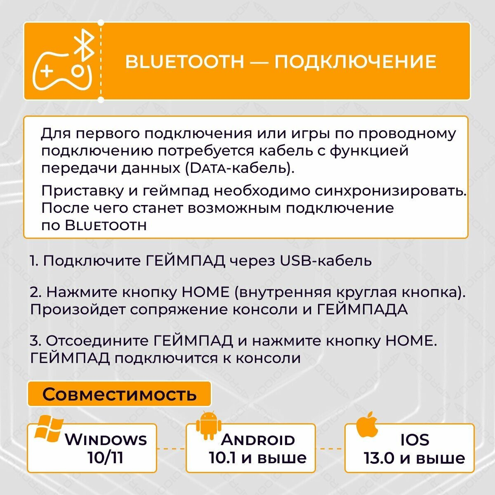 Беспроводной геймпад для PS4 и ПК / Джойстик Bluetooth для Playstation 4, Apple (IPhone, IPad), Androind, ПК - синий камуфляж
