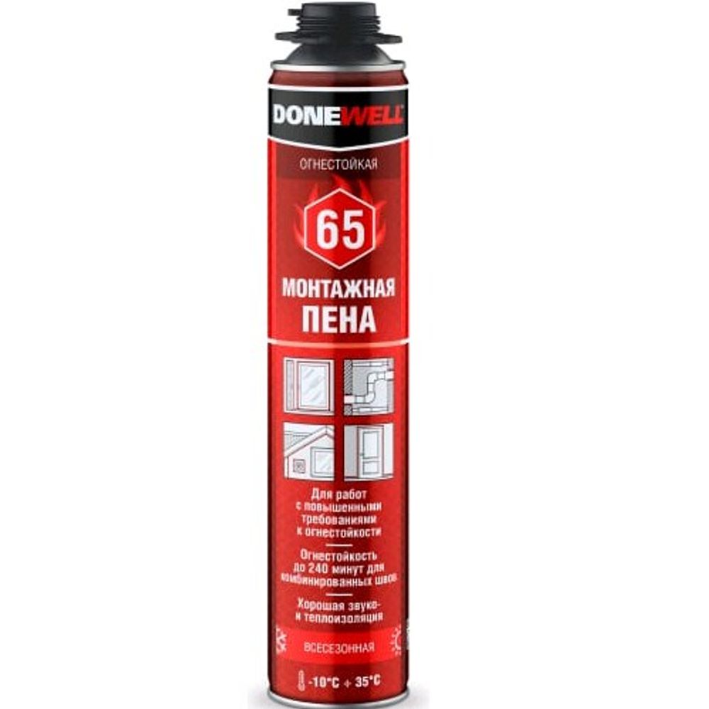 Пена монтажная DONEWELL 65л  противопожарная всесезон. профи  900г / DPPF10U65