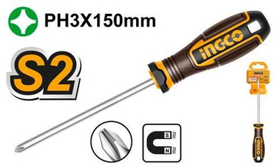 Отвертка крестовая PH3x150мм S2 SUPER INGCO HSDPH3150 INDUSTRIAL