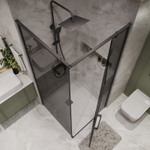 Душевое ограждение Niagara Nova NG-2831-34BLACK (90х90х195) квадрат,черный матовый,дверь распашная,стекло тонированное,1 место