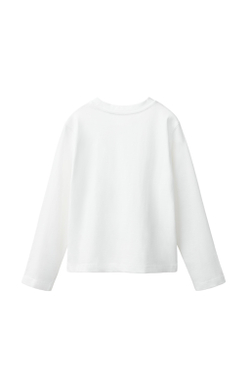 ZARA ОДНОТОННАЯ ФУТБОЛКА С ДЛИННЫМИ РУКАВАМИ, БЕЛЫЙ