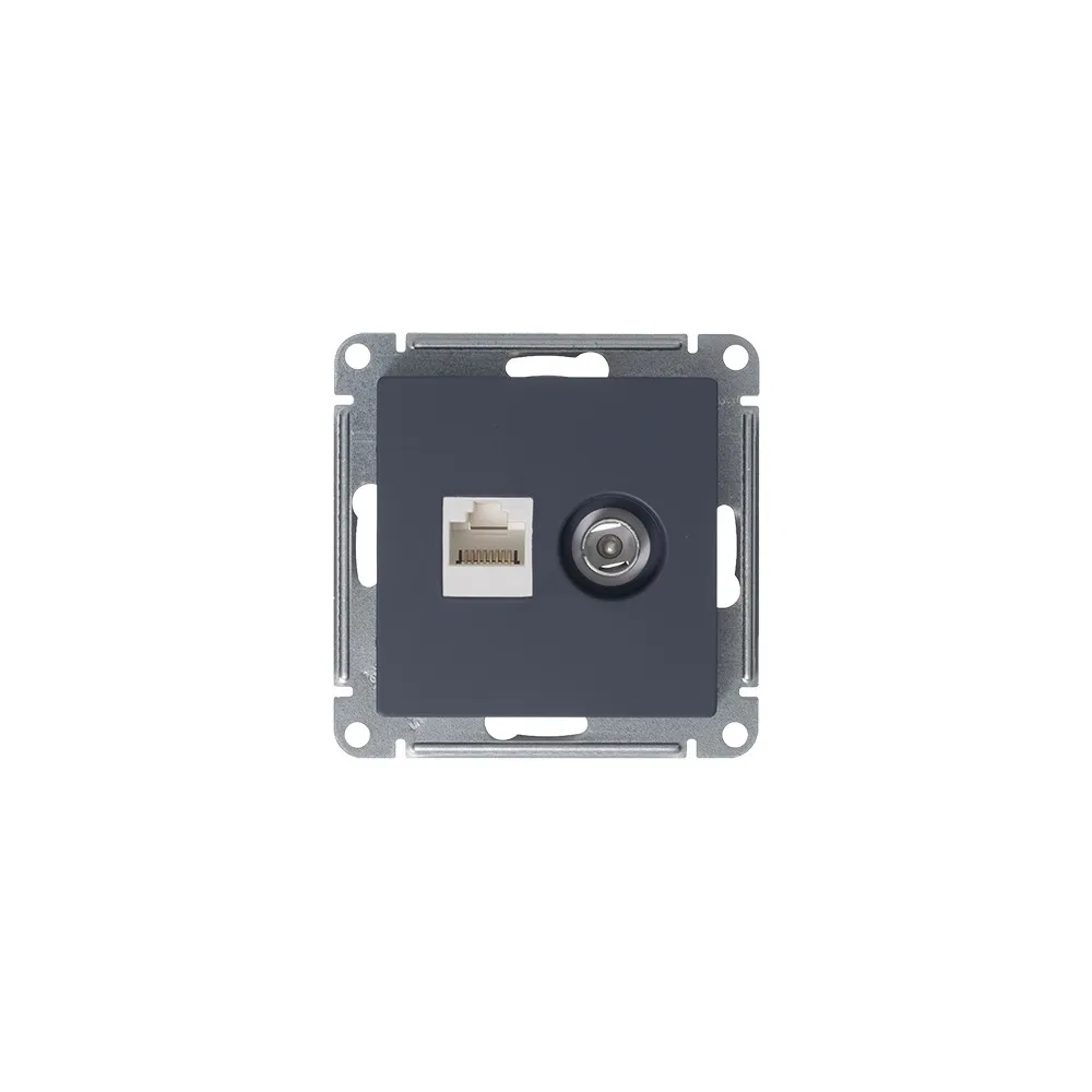 ATLASDESIGN РОЗЕТКА двойная ТВ + компьютерная RJ45 кат. 5e, механизм, ГРИФЕЛЬ