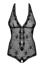 Черное прозрачное боди на пуговках Fiorenta Teddy LXL (46-48) (Цвет: черный)