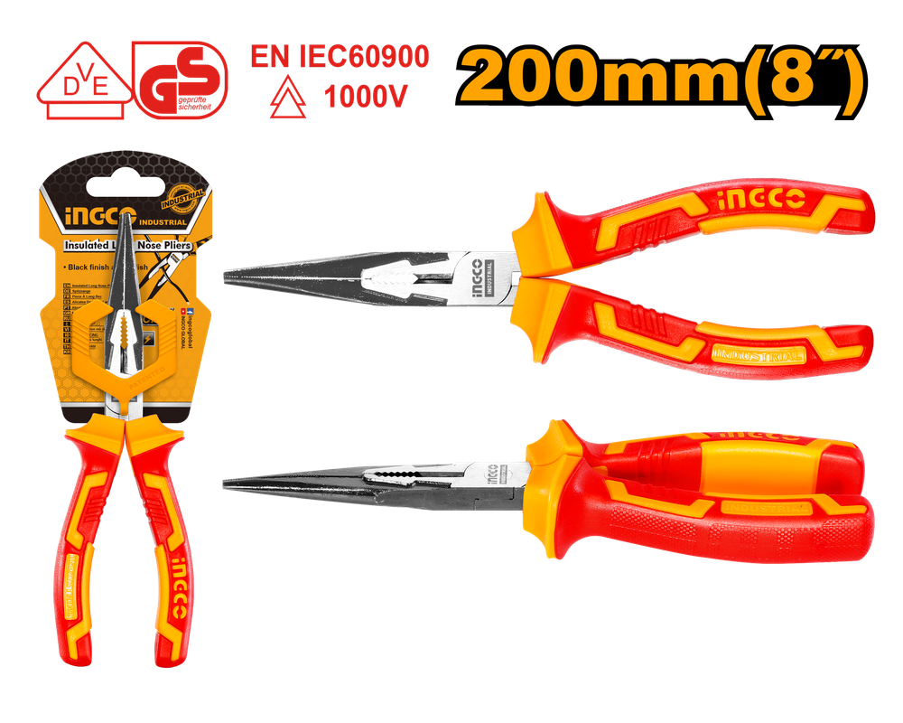 Тонкогубцы диэлектрические INGCO HILNP28208 INDUSTRIAL 200 мм Тонкогубцы диэлектрические INGCO HILNP28208 INDUSTRIAL 200 мм