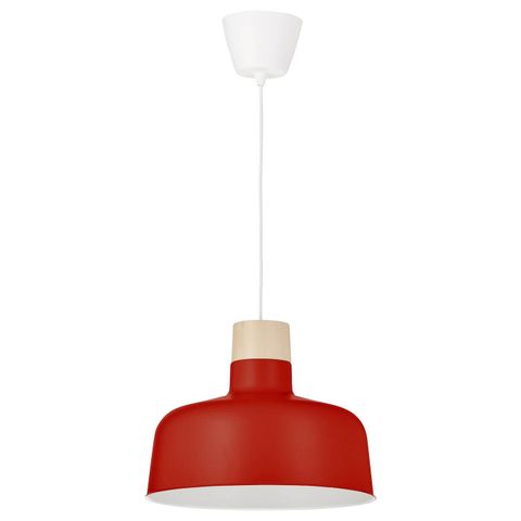 Подвесной светильник IKEA BUNKEFLO (БУНКЕФЛО), Красный / береза, 36 см