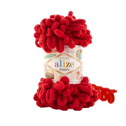 Пуффи (Puffy) пряжа Alize 100%микрополиэстер 5х100г/9,2 м 106 темно-красный