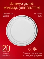 Набор одноразовых пластиковых тарелок с каймой "Серебро" 19 см 20 штук