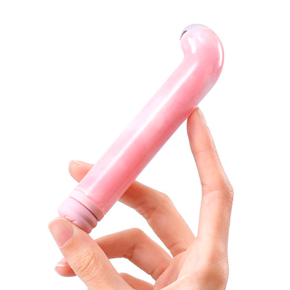 Розовый компактный стеклянный вибратор 12см для стимуляции G-точки BeYourLover Magic Cane VT500A-P