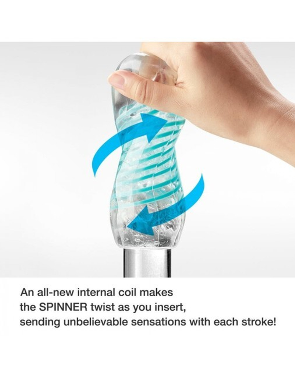 Самозакручивающийся мастурбатор SPINNER Tetra (многоразовый) (Цвет: прозрачный с голубым)