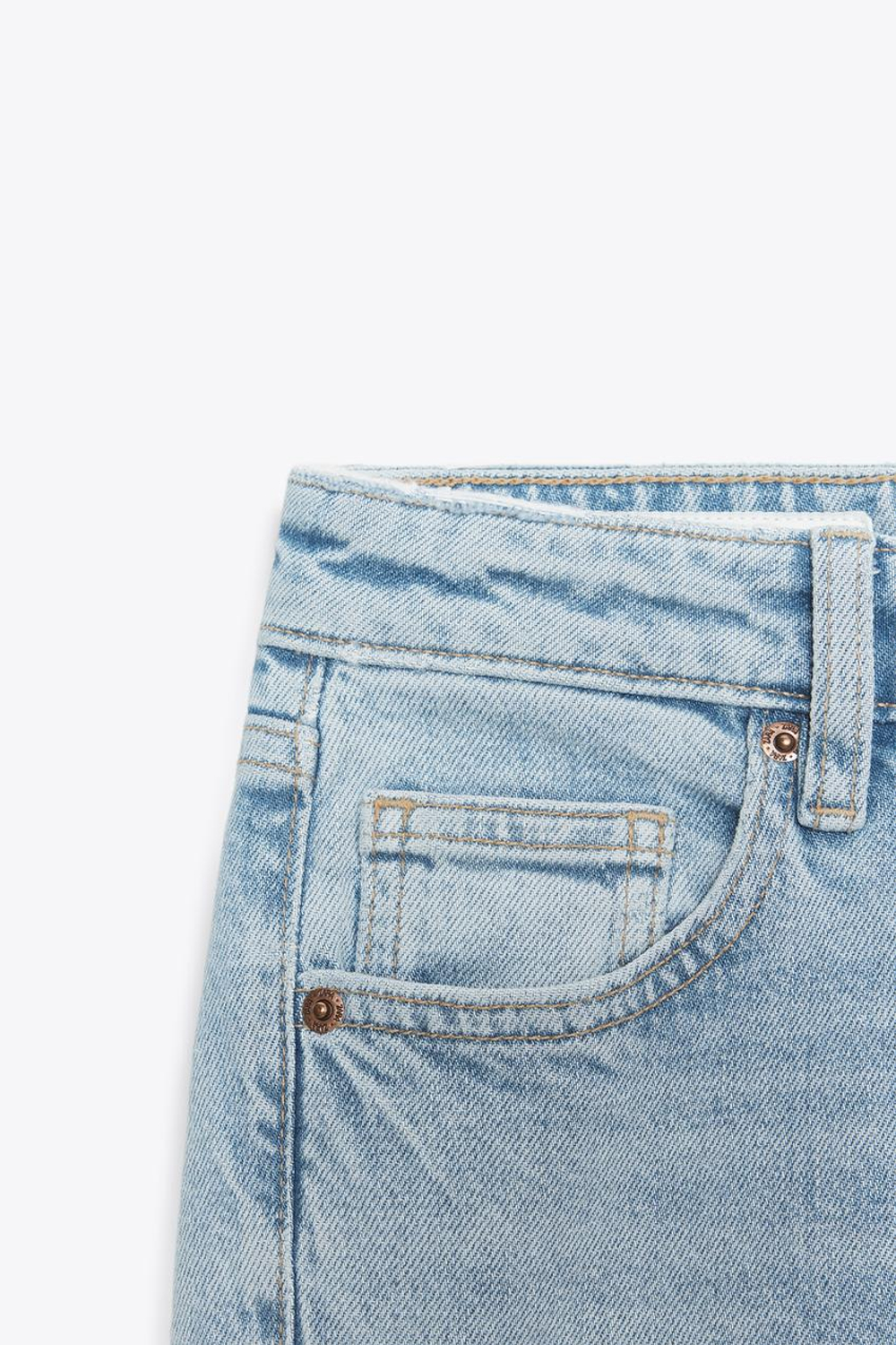 ZARA ДЖИНСЫ TRF CROPPED FLARE С ВЫСОКОЙ ПОСАДКОЙ, ГОЛУБОЙ