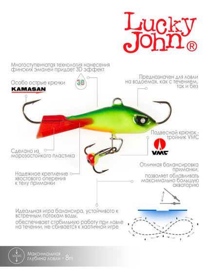Балансир Lucky John BALTIC 4 с тр. 40мм/26RT блистер