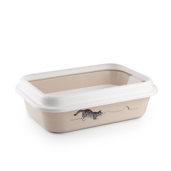 Лоток / туалет ZOOEXPRESS "Мегакис" с сеткой, рамкой и рисунком - 46х34,5х14 см