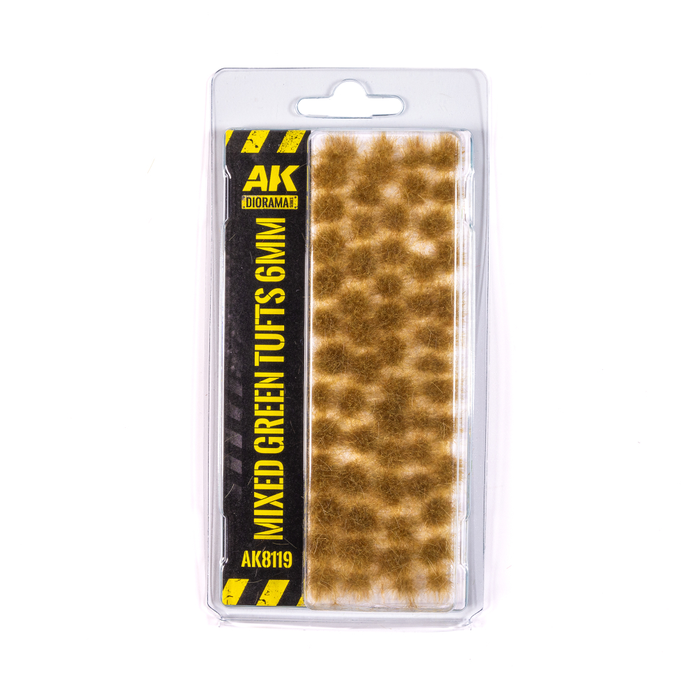 Имитация травы AK Interactive Mixed green tufts 6mm