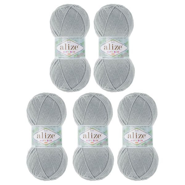 Пряжа Alize (Ализе) Happy Baby New / уп.5 мот. по 100 г, 320м, 344 серый
