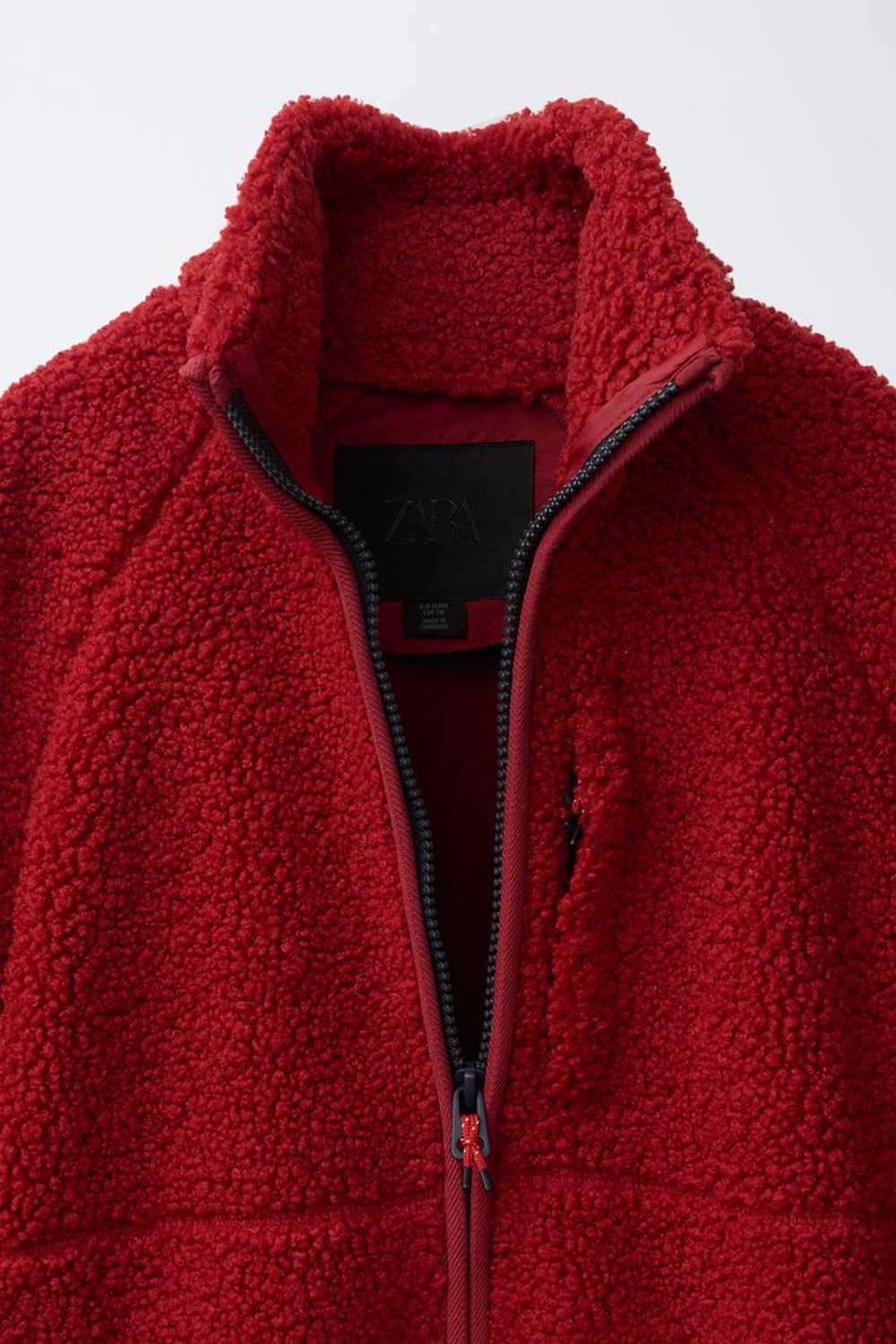 ZARA КУРТКА ИЗ ИСКУССТВЕННОЙ ОВЧИНЫ, КРАСНЫЙ